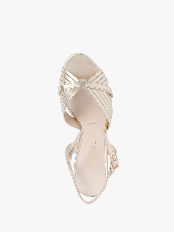 Aversan Gold Leather Heeled Sandals
