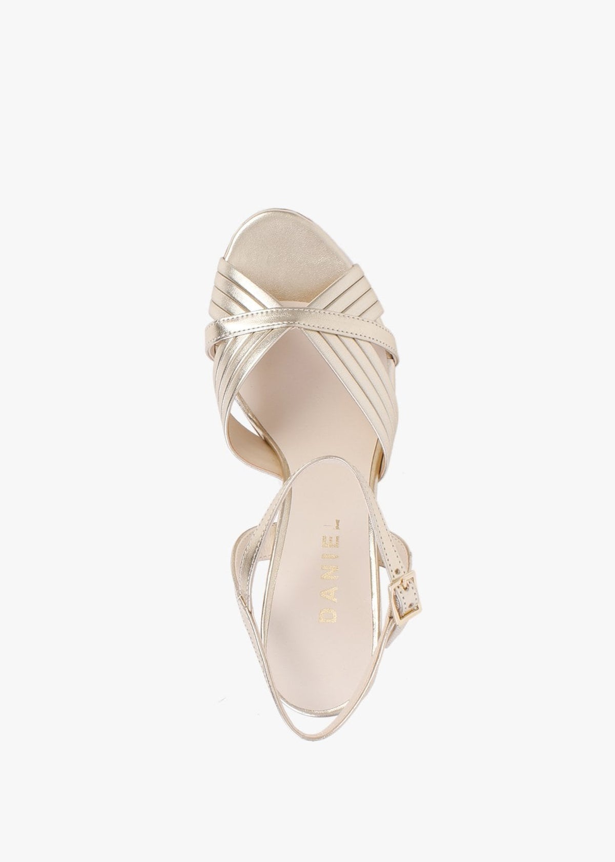 Aversan Gold Leather Heeled Sandals