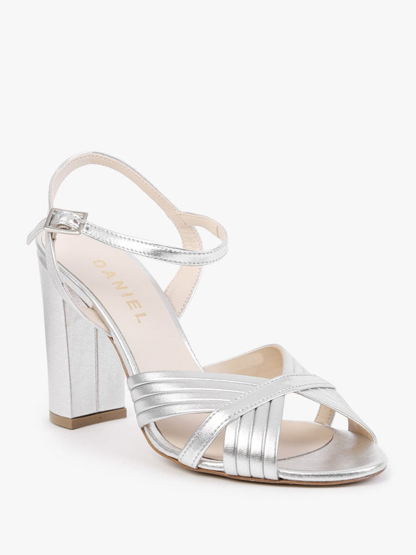 Aversan Silver Leather Heeled Sandals