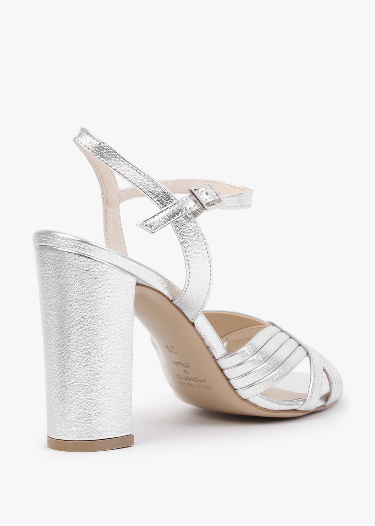Aversan Silver Leather Heeled Sandals