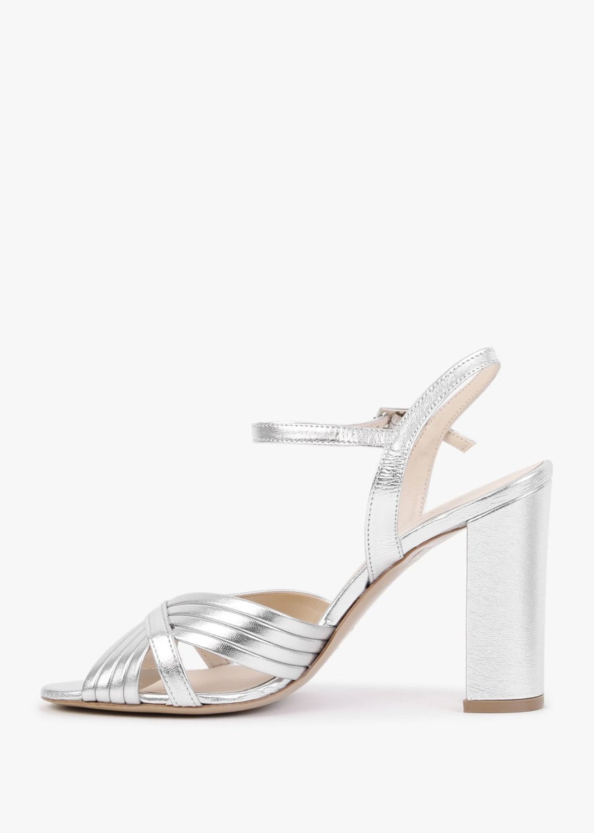 Aversan Silver Leather Heeled Sandals