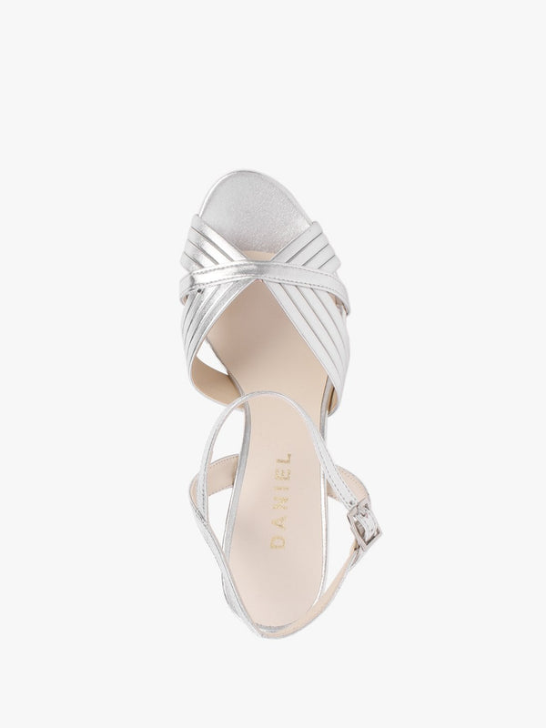 Aversan Silver Leather Heeled Sandals