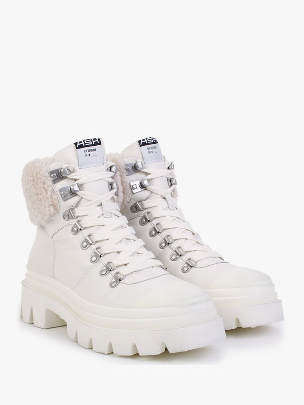 Patagonia Faux Fur Off White Leather Hiking Boots