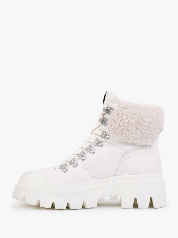 Patagonia Faux Fur Off White Leather Hiking Boots