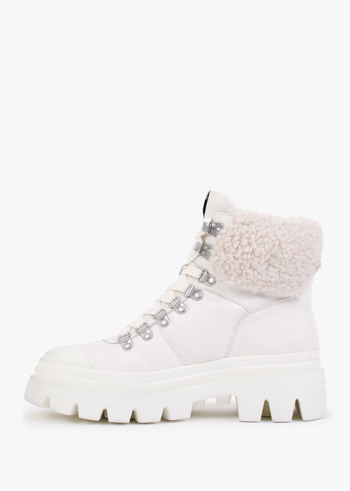 Patagonia Faux Fur Off White Leather Hiking Boots