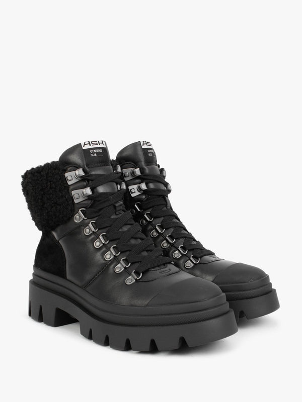Patagonia Faux Fur Black Leather Hiking Boots