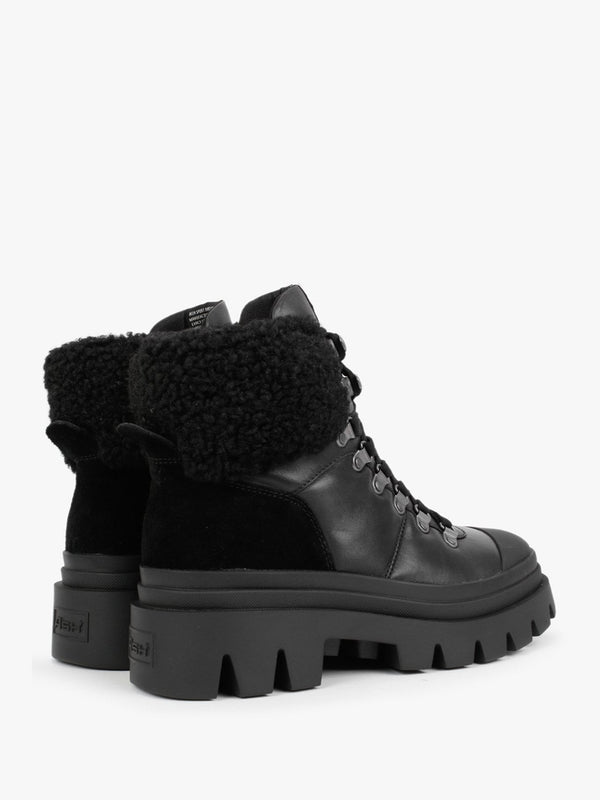 Patagonia Faux Fur Black Leather Hiking Boots
