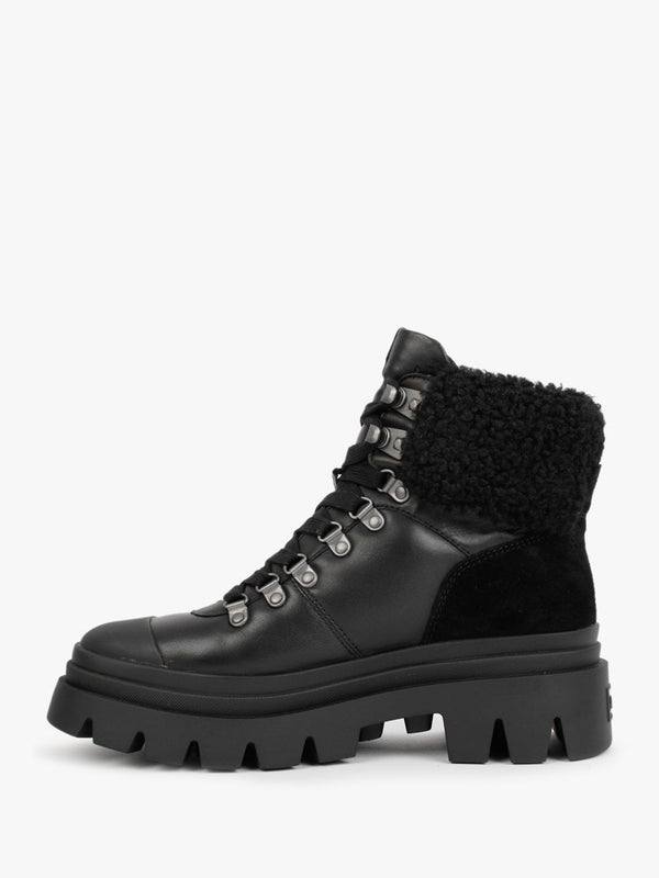 Patagonia Faux Fur Black Leather Hiking Boots