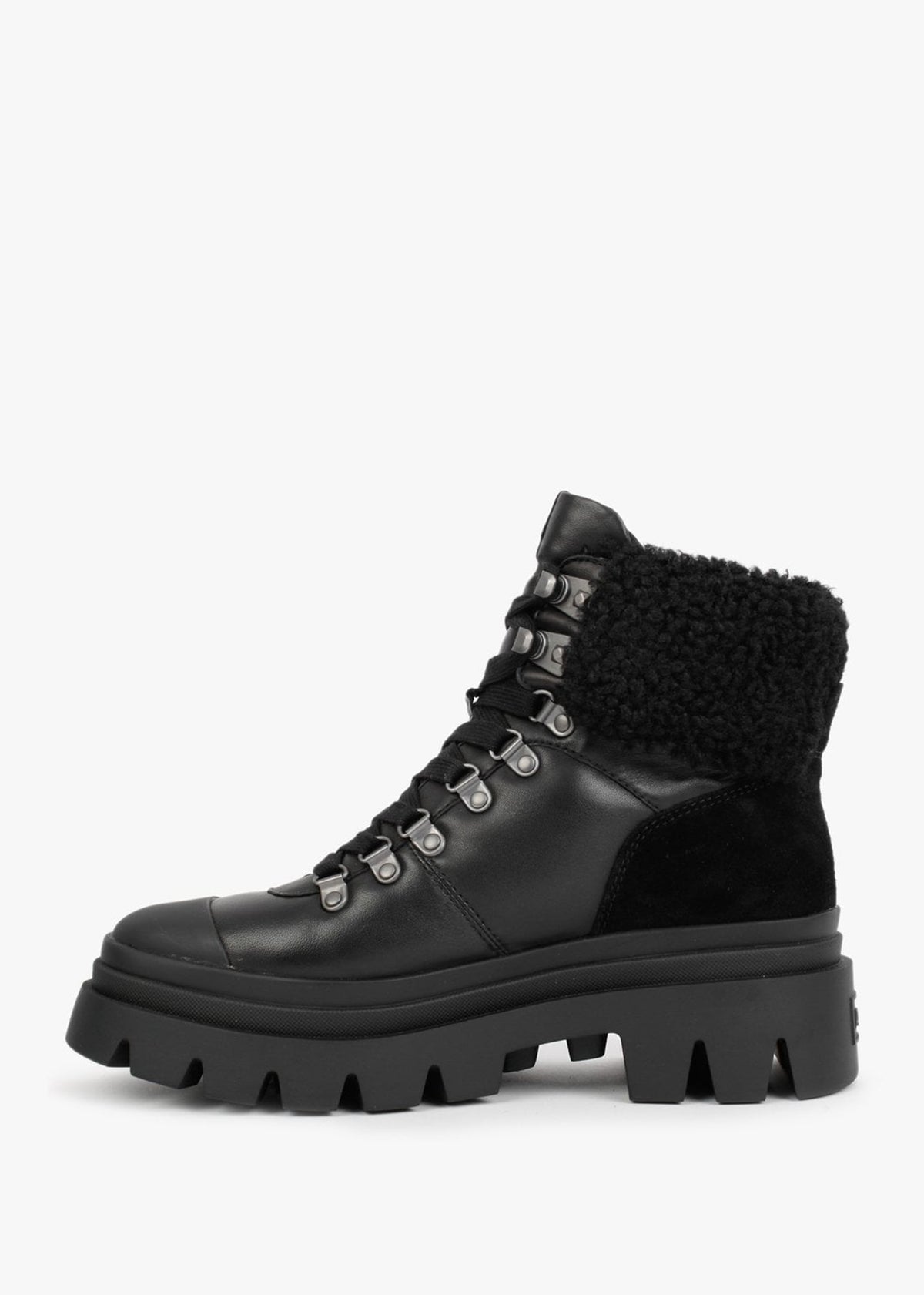 Patagonia Faux Fur Black Leather Hiking Boots