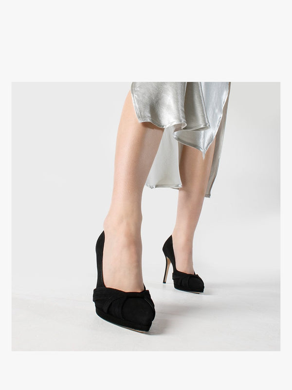 Avercor Black Suede Court Shoes