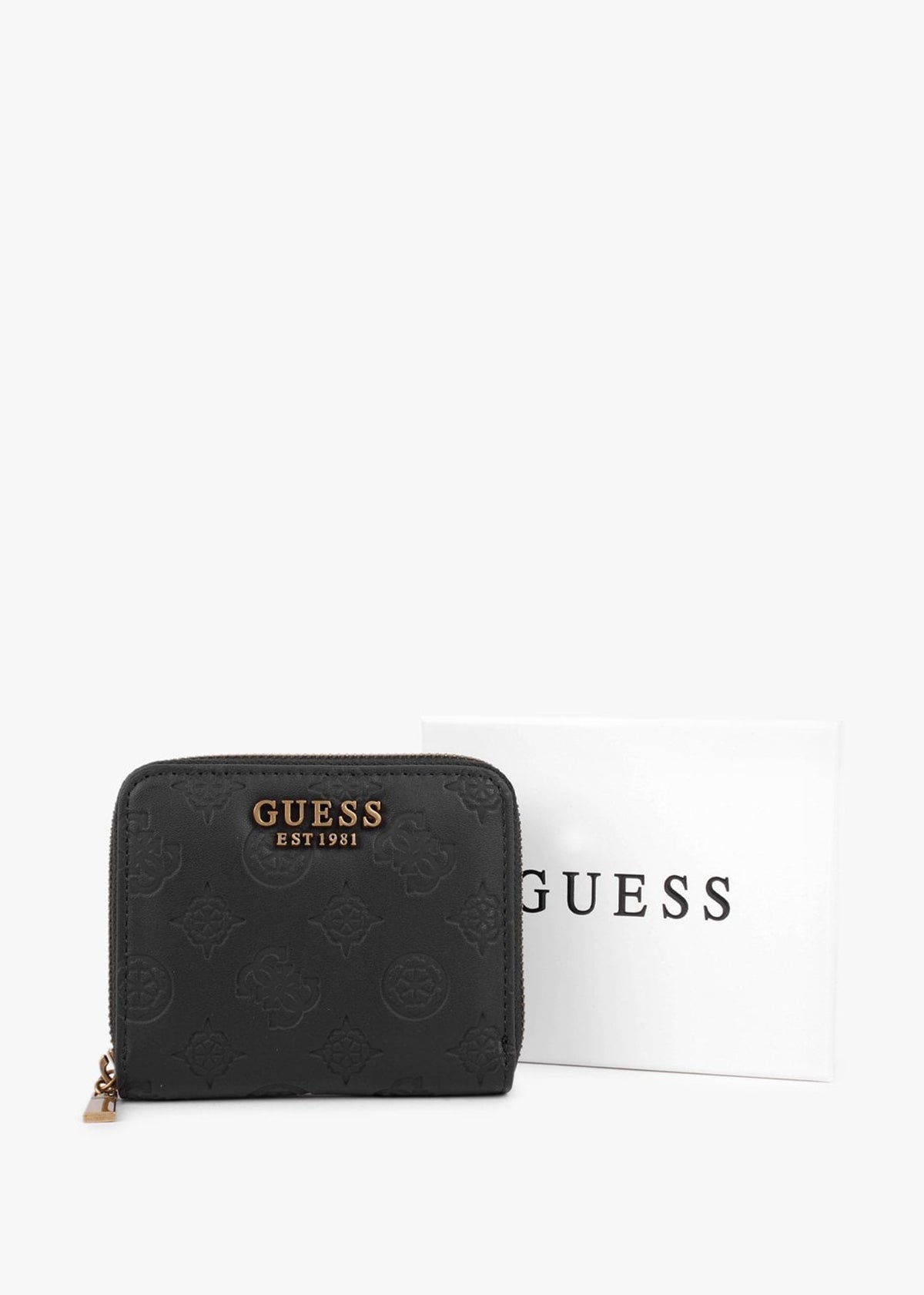 Small G Vibe Logo Stamp Black Zip Around Wallet
