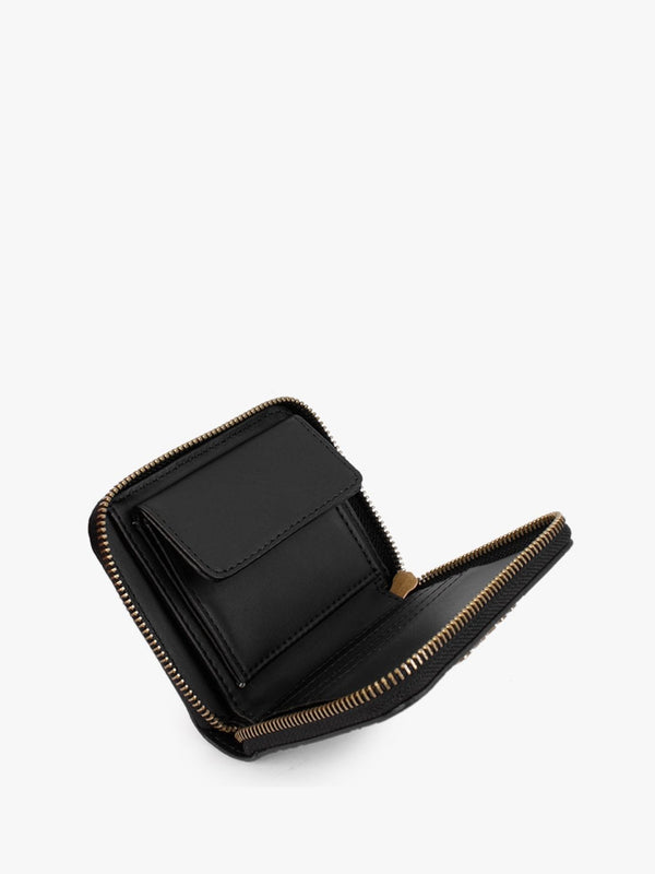 Small G Vibe Logo Stamp Black Zip Around Wallet