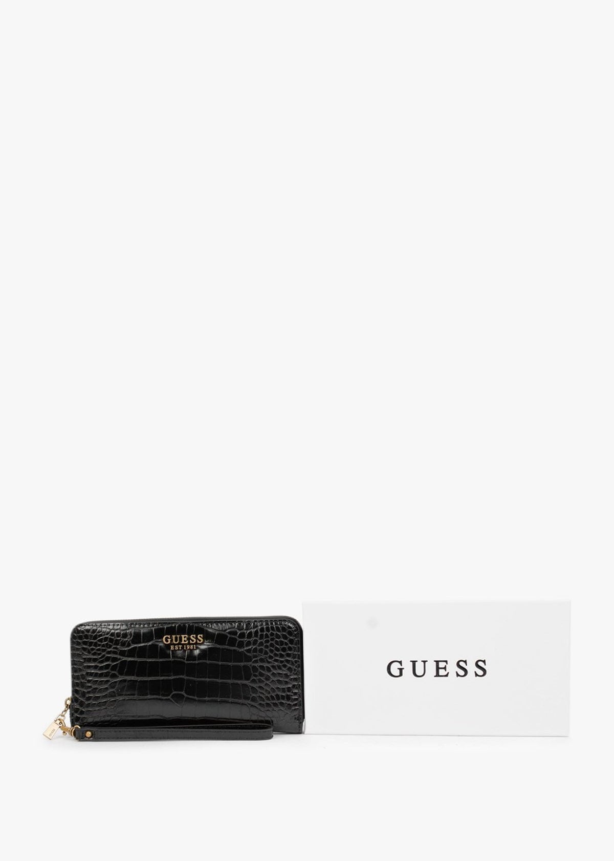 Large Laurel Black Moc Croc Zip Around Wallet