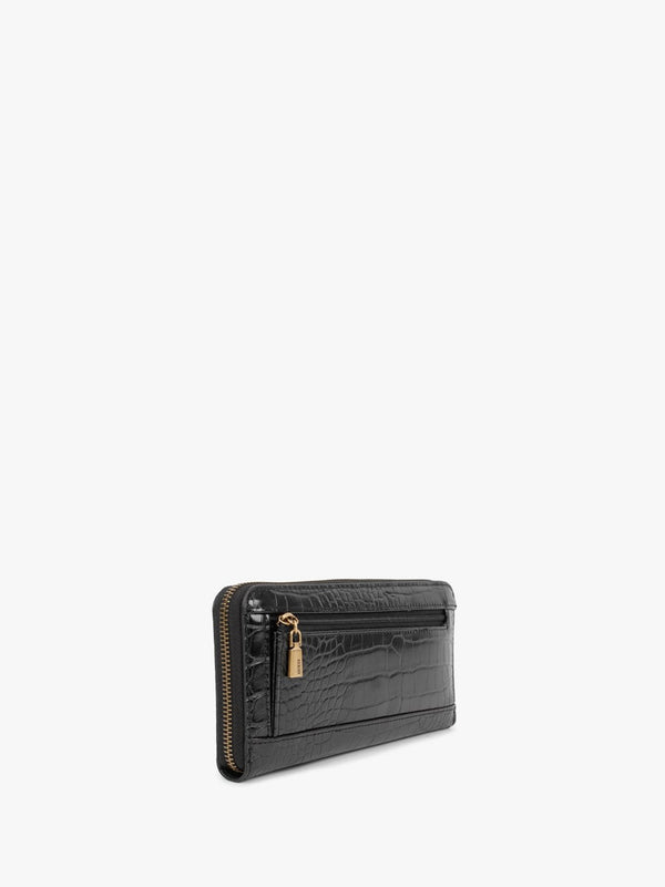 Large Laurel Black Moc Croc Zip Around Wallet