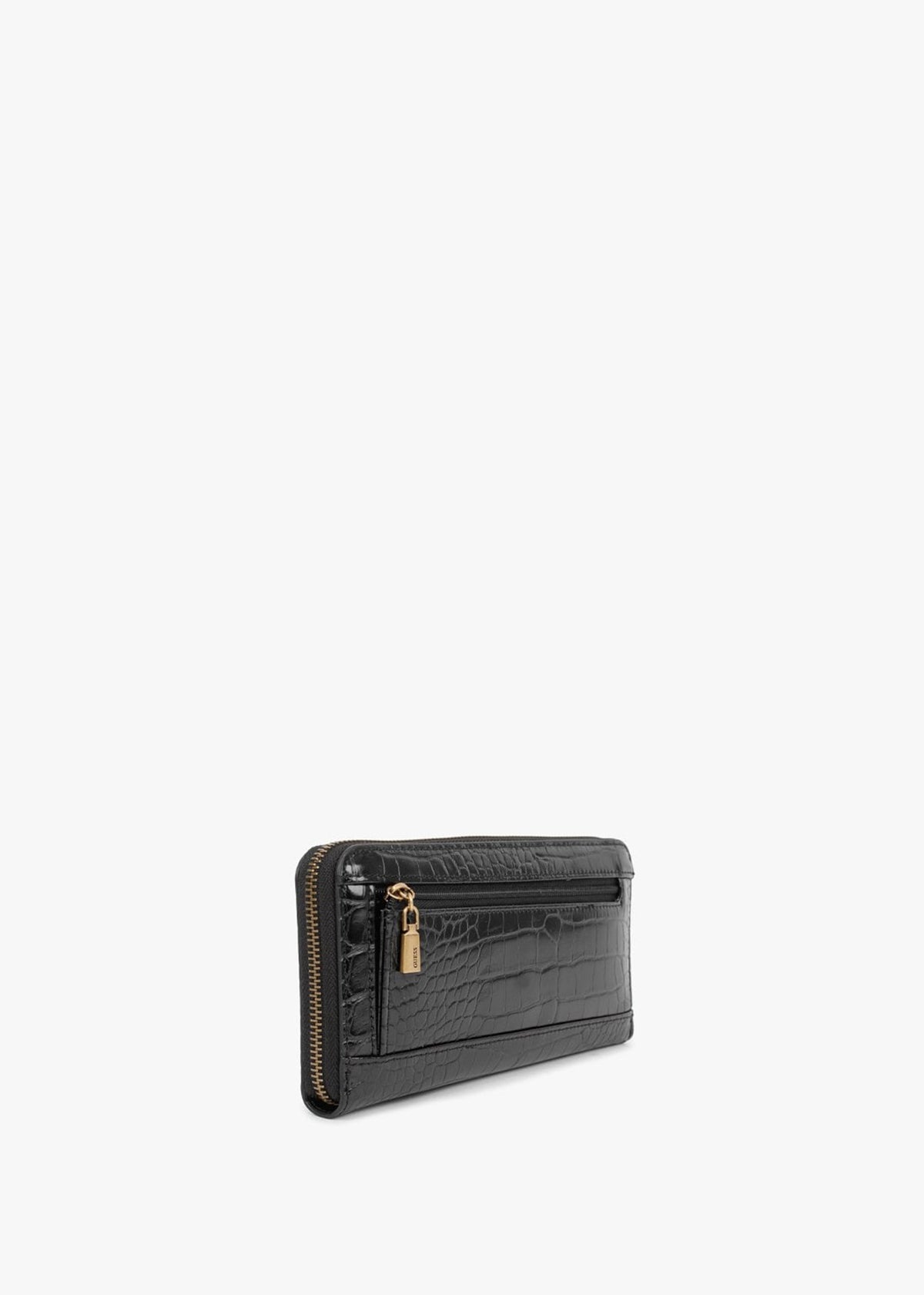Large Laurel Black Moc Croc Zip Around Wallet