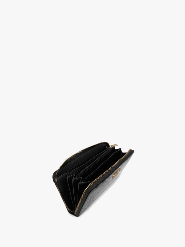 Large Laurel Black Moc Croc Zip Around Wallet