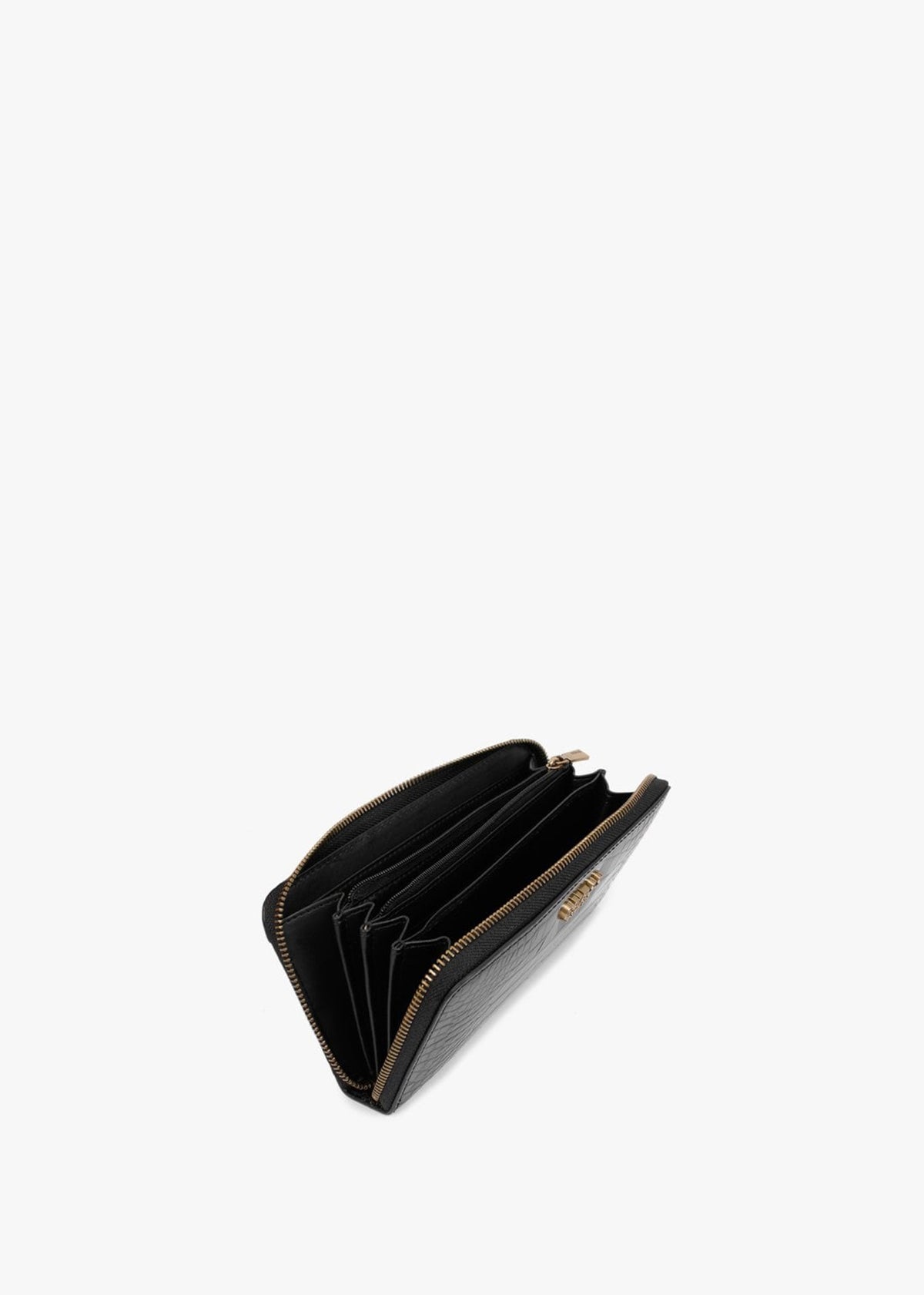 Large Laurel Black Moc Croc Zip Around Wallet