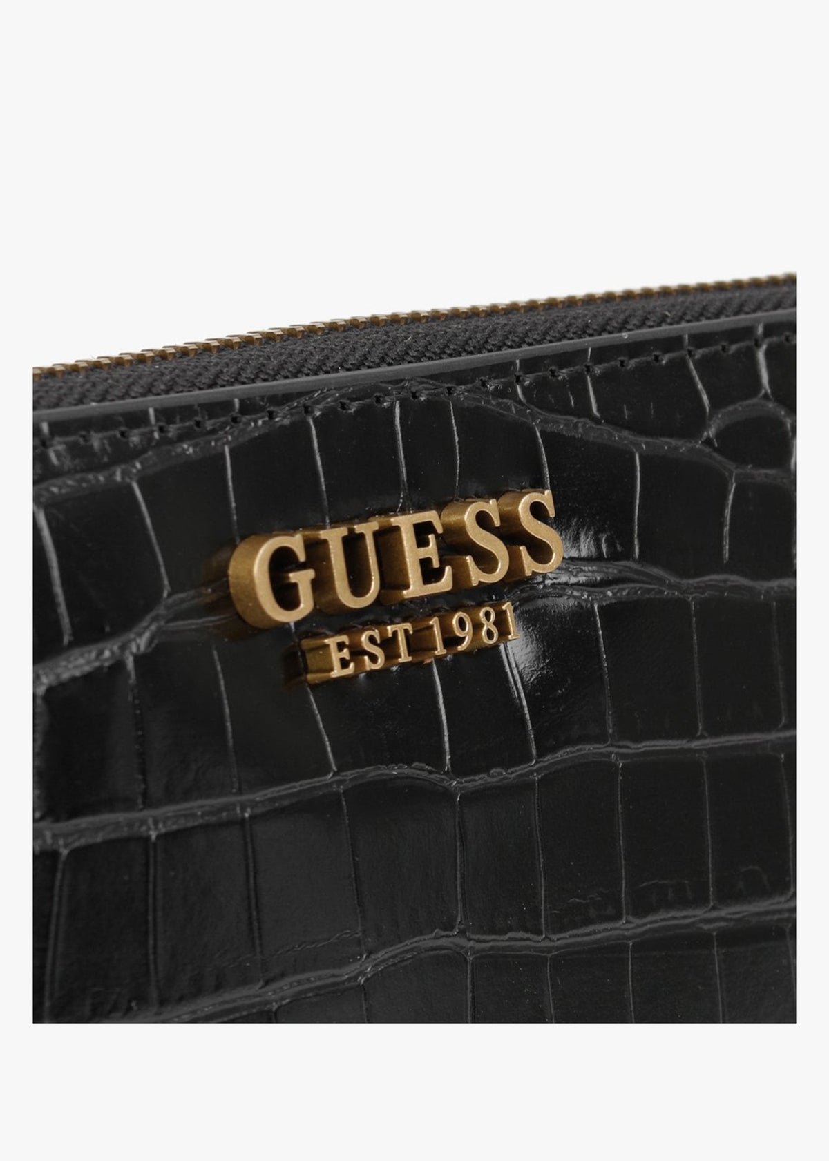 Large Laurel Black Moc Croc Zip Around Wallet