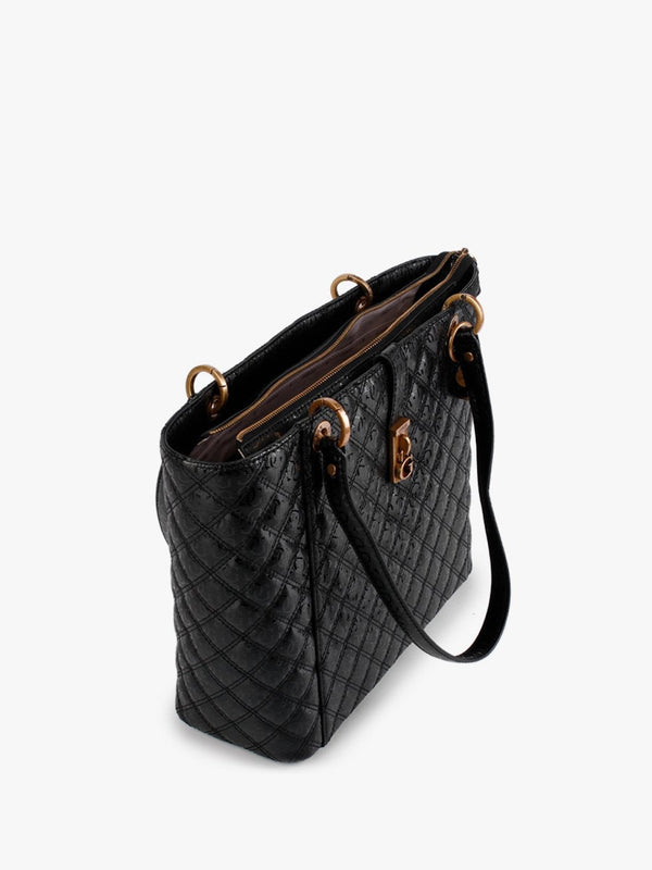 Noelle Elite Quilt Black Logo Tote Bag