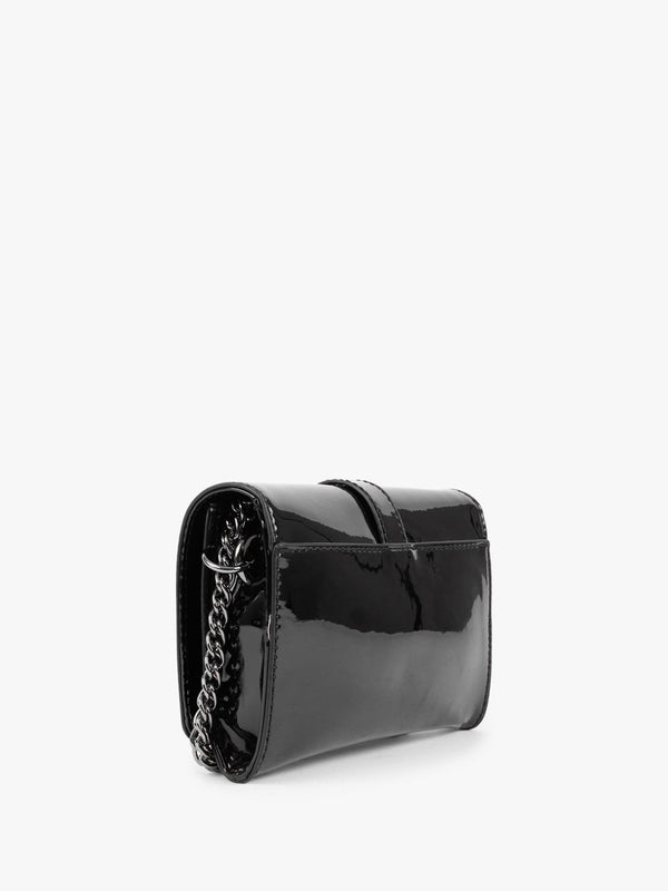 Virtual Mini Black Patent Cross-Body Bag