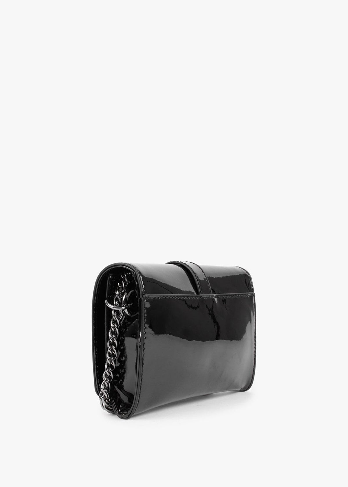 Virtual Mini Black Patent Cross-Body Bag