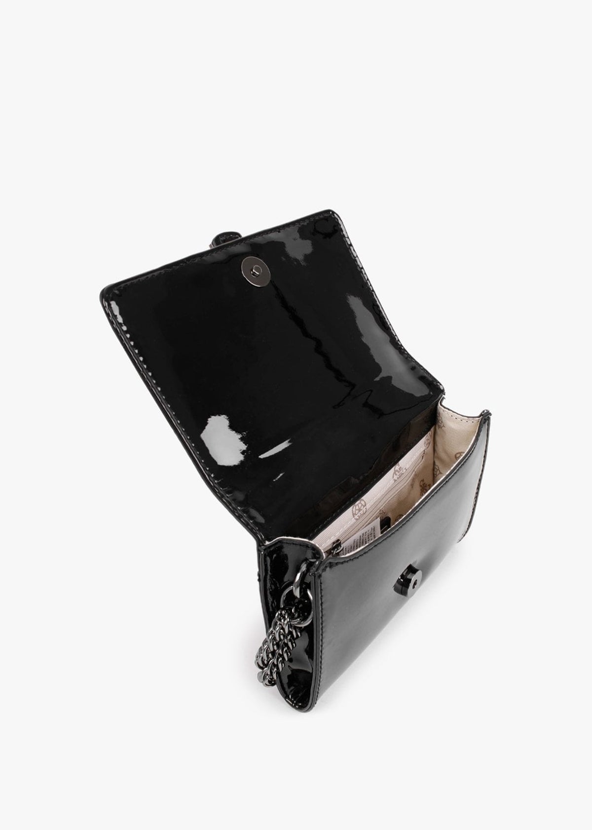 Virtual Mini Black Patent Cross-Body Bag