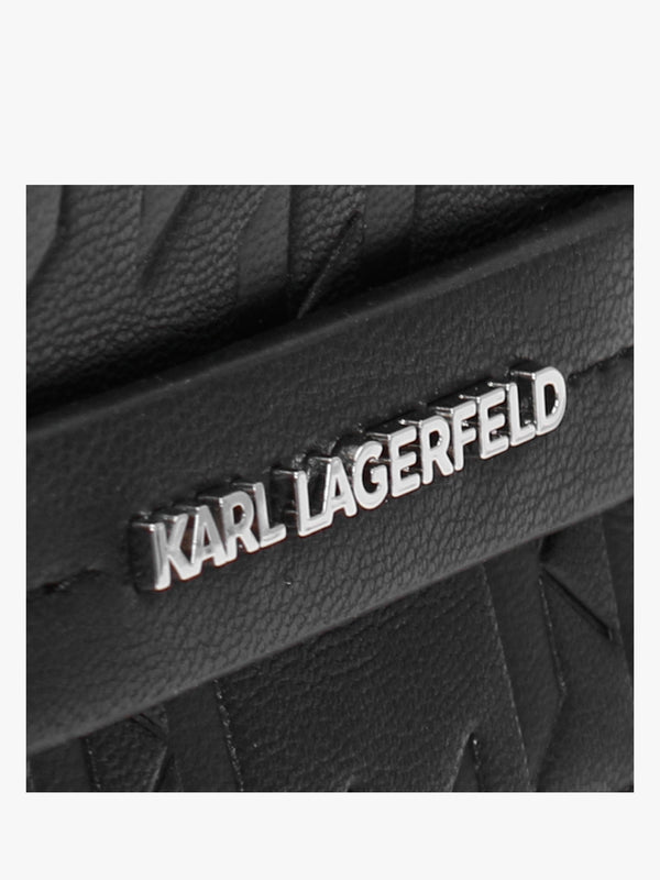 K/Kushion Monogram Embossed Black Wallet On A Chain
