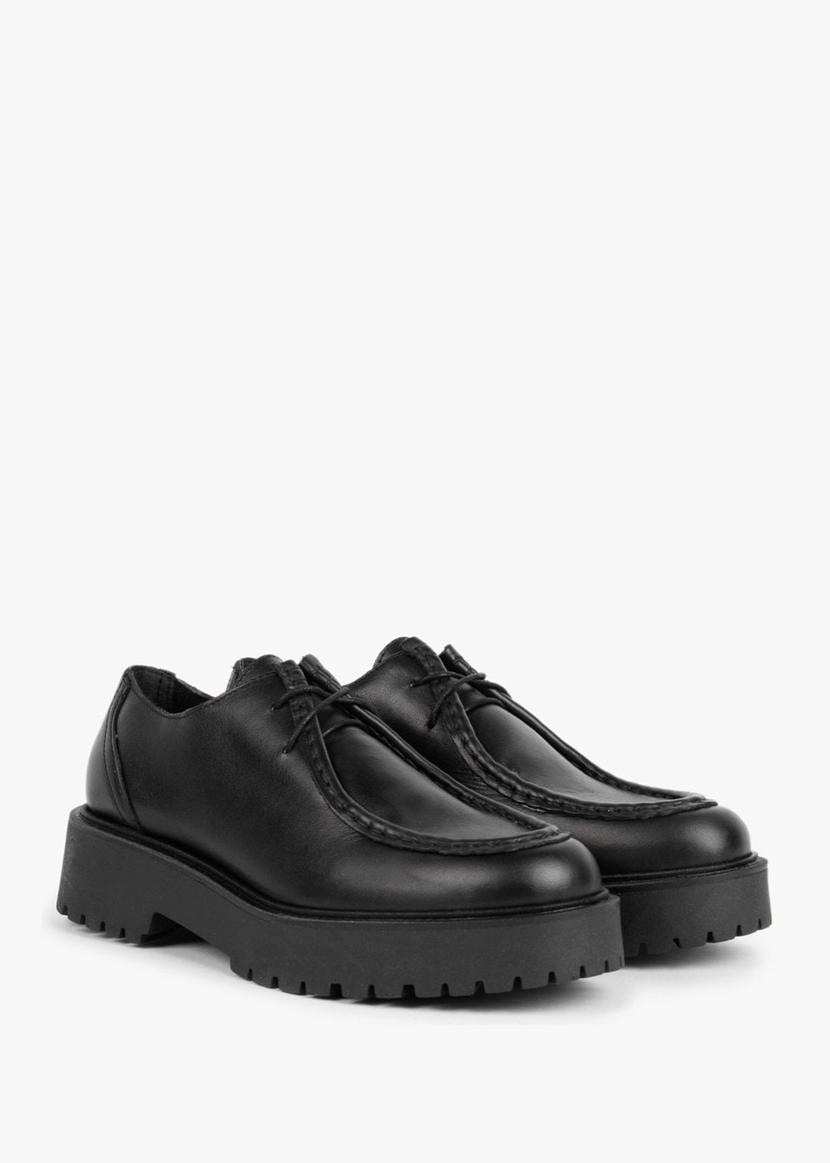 Lally Black Leather Lace Up Wallabee Shoes