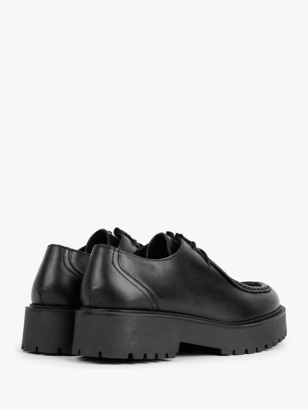 Lally Black Leather Lace Up Wallabee Shoes