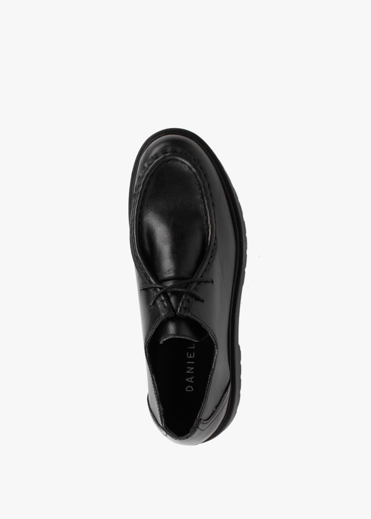 Lally Black Leather Lace Up Wallabee Shoes