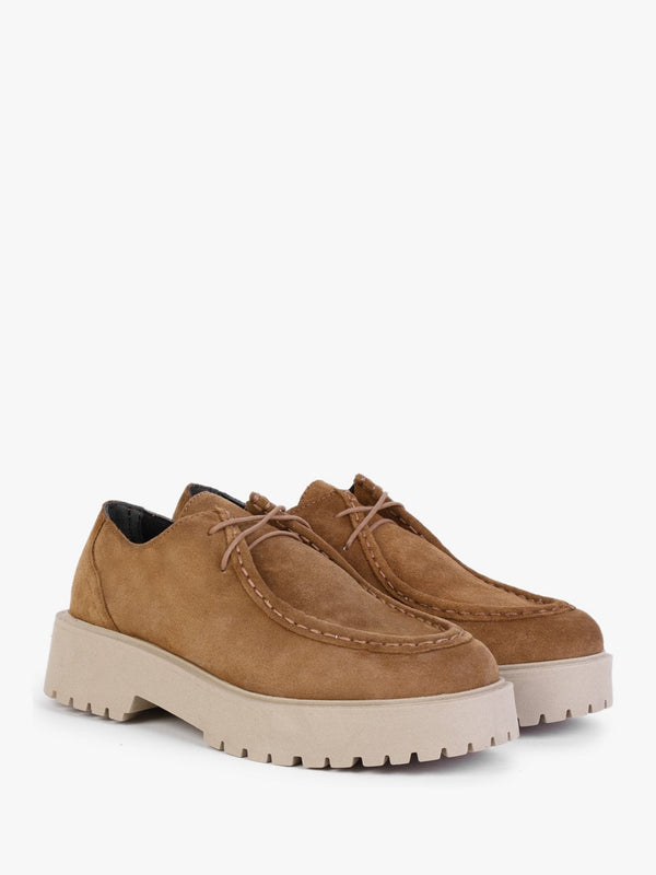 Lally Tan Suede Lace Up Wallabee Shoes