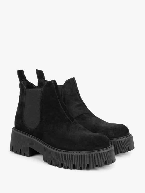 Lizzie Black Suede Chelsea Boots