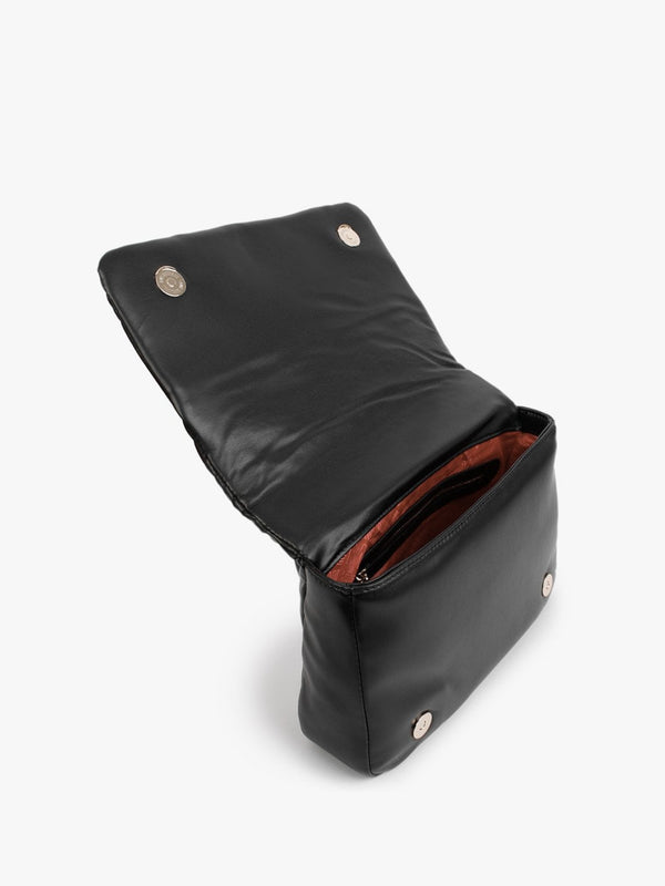 Heart Embossed Black Top Handle Bag
