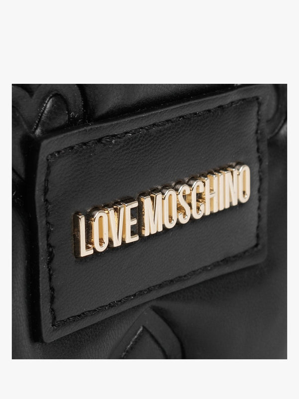 Heart Embossed Black Top Handle Bag