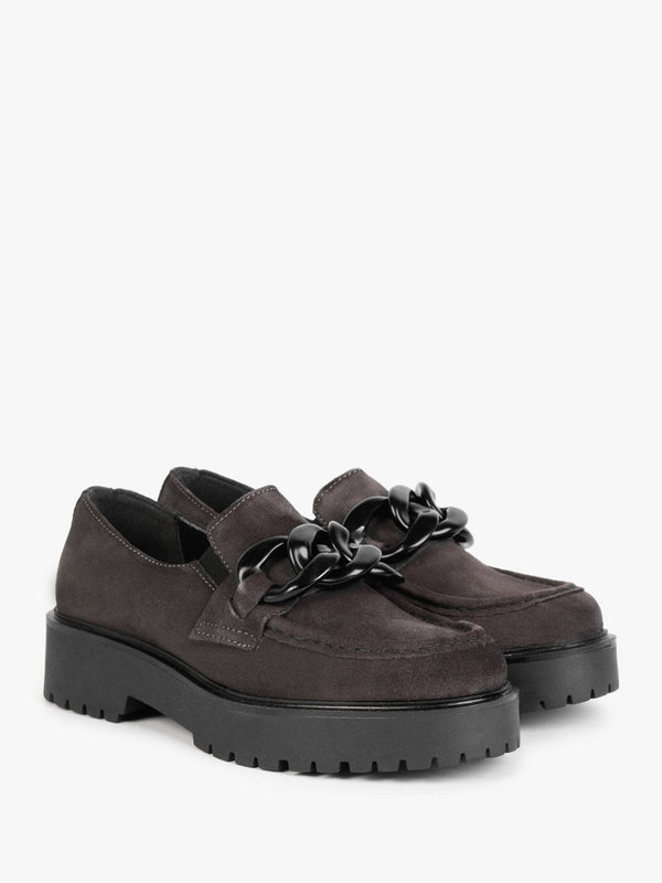 Loopy Brown Suede Chunky Loafers