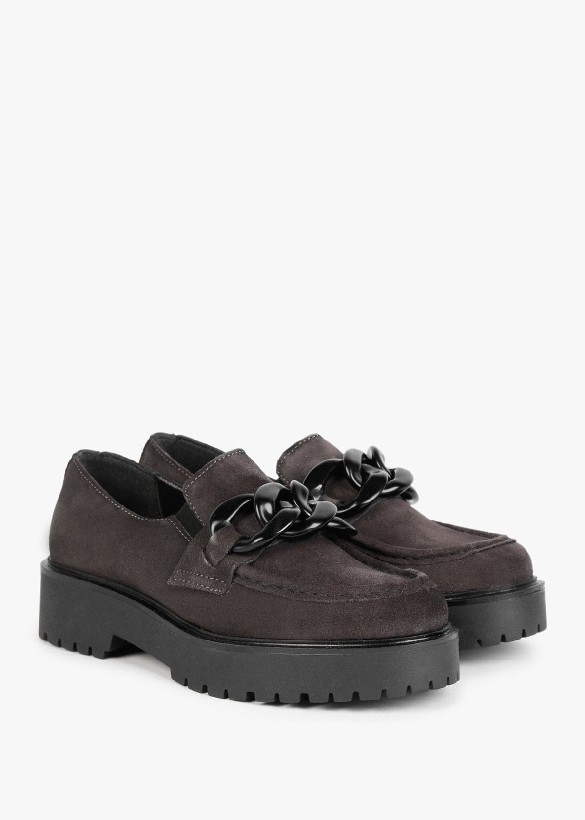 Loopy Brown Suede Chunky Loafers