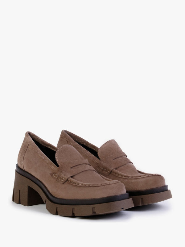 Luckyloaf Taupe Suede Chunky Loafers