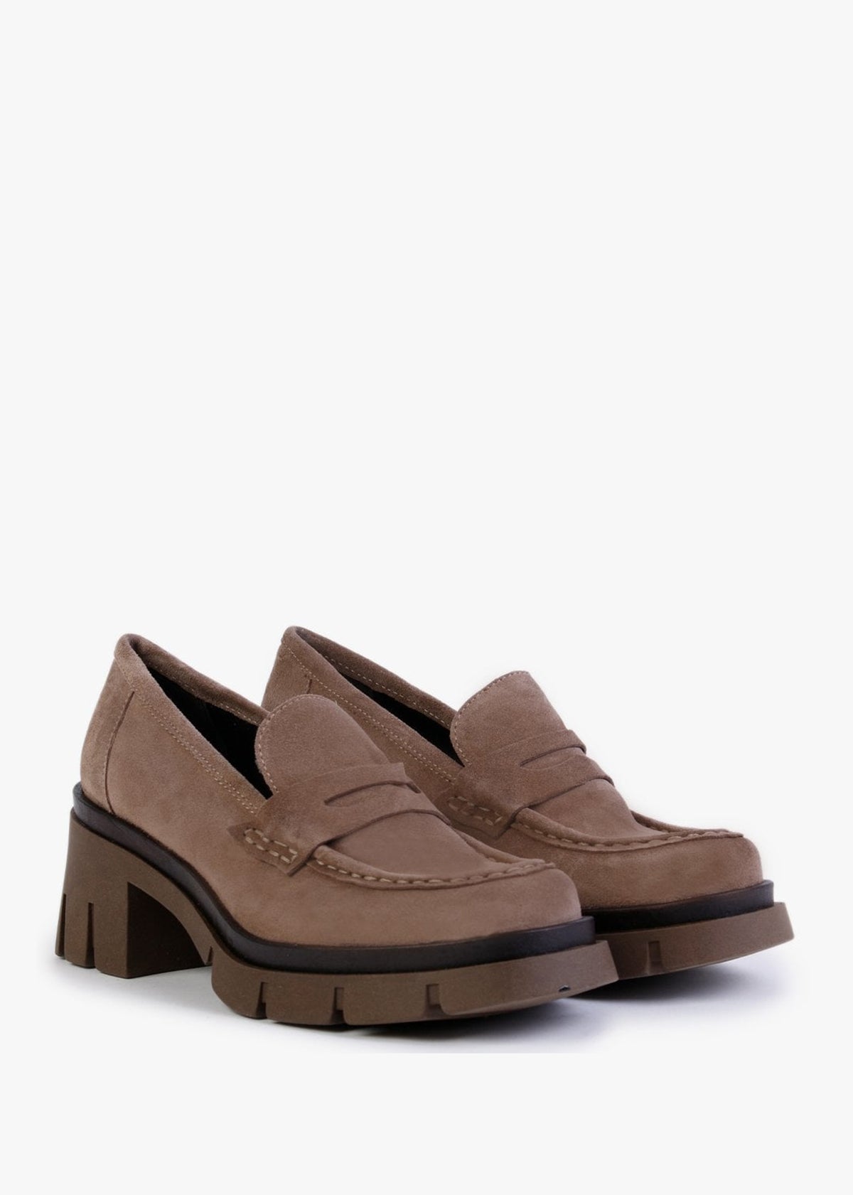 Luckyloaf Taupe Suede Chunky Loafers