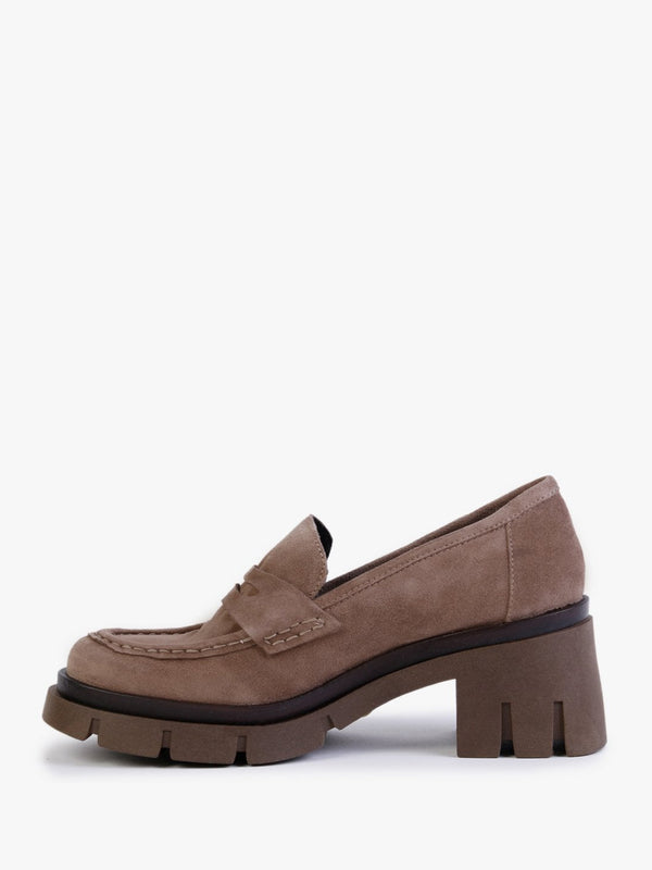 Luckyloaf Taupe Suede Chunky Loafers