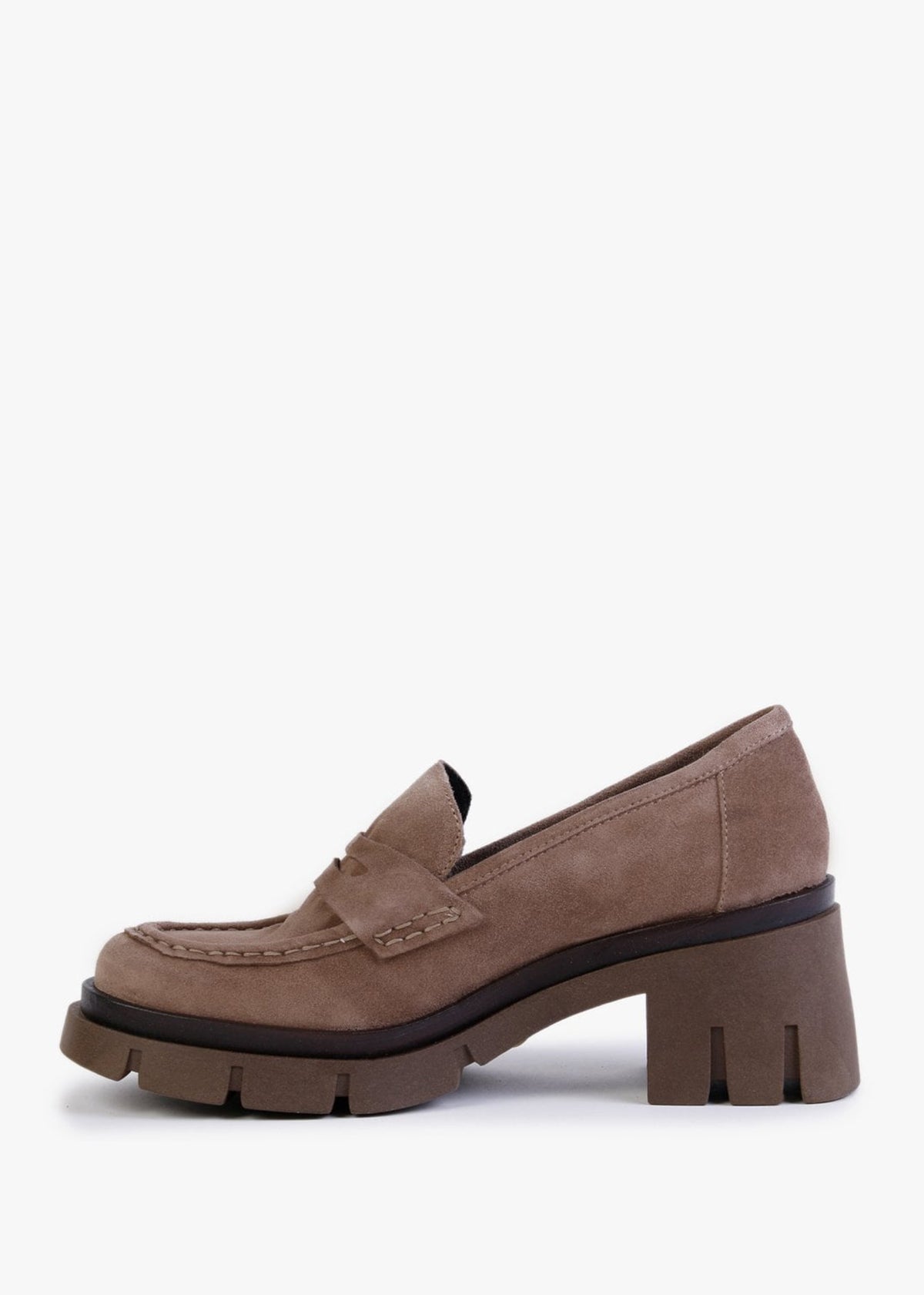 Luckyloaf Taupe Suede Chunky Loafers