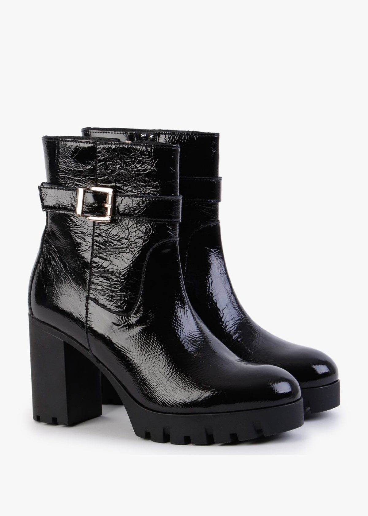Charisma Black Patent Leather Platform Ankle Boots