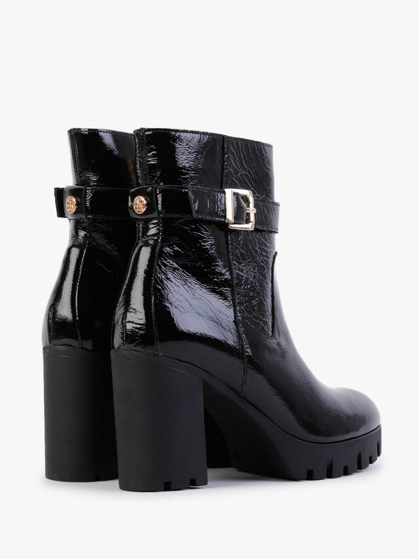 Charisma Black Patent Leather Platform Ankle Boots