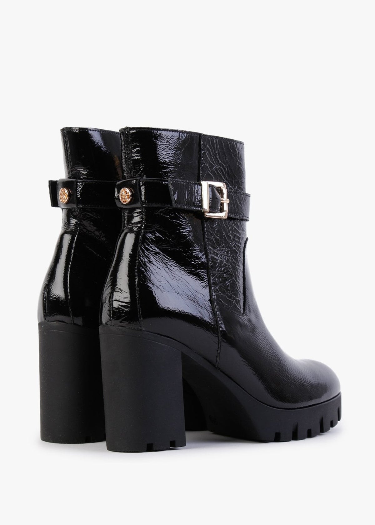 Charisma Black Patent Leather Platform Ankle Boots