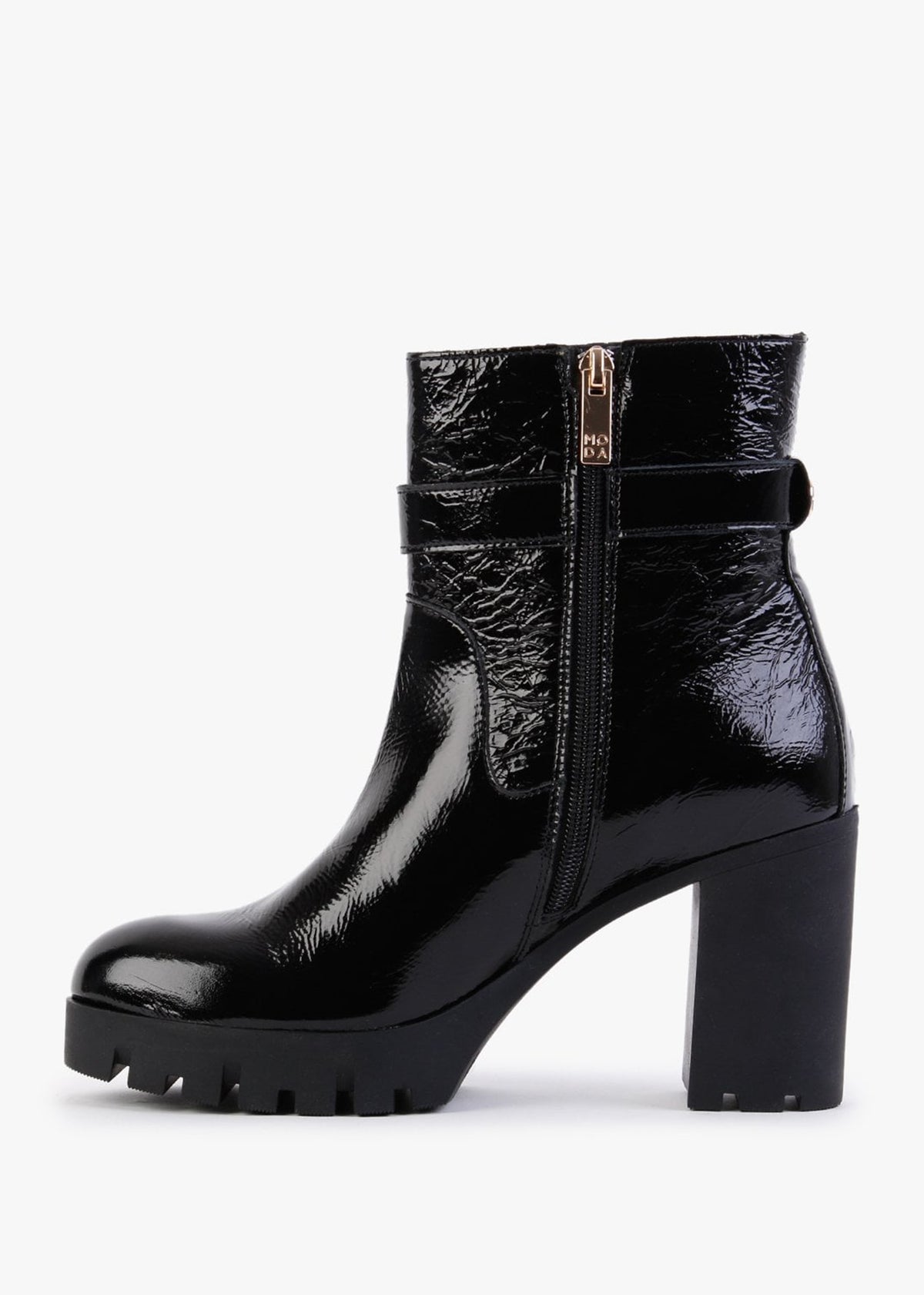 Charisma Black Patent Leather Platform Ankle Boots