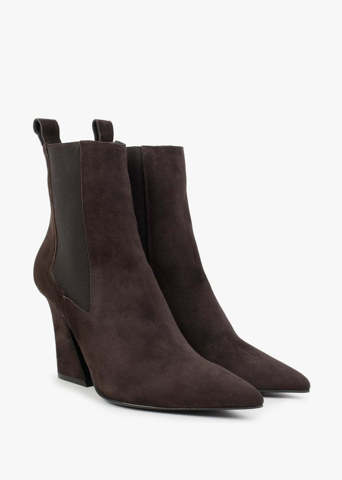 Nelsea Brown Suede Shaped Heel Ankle Boots