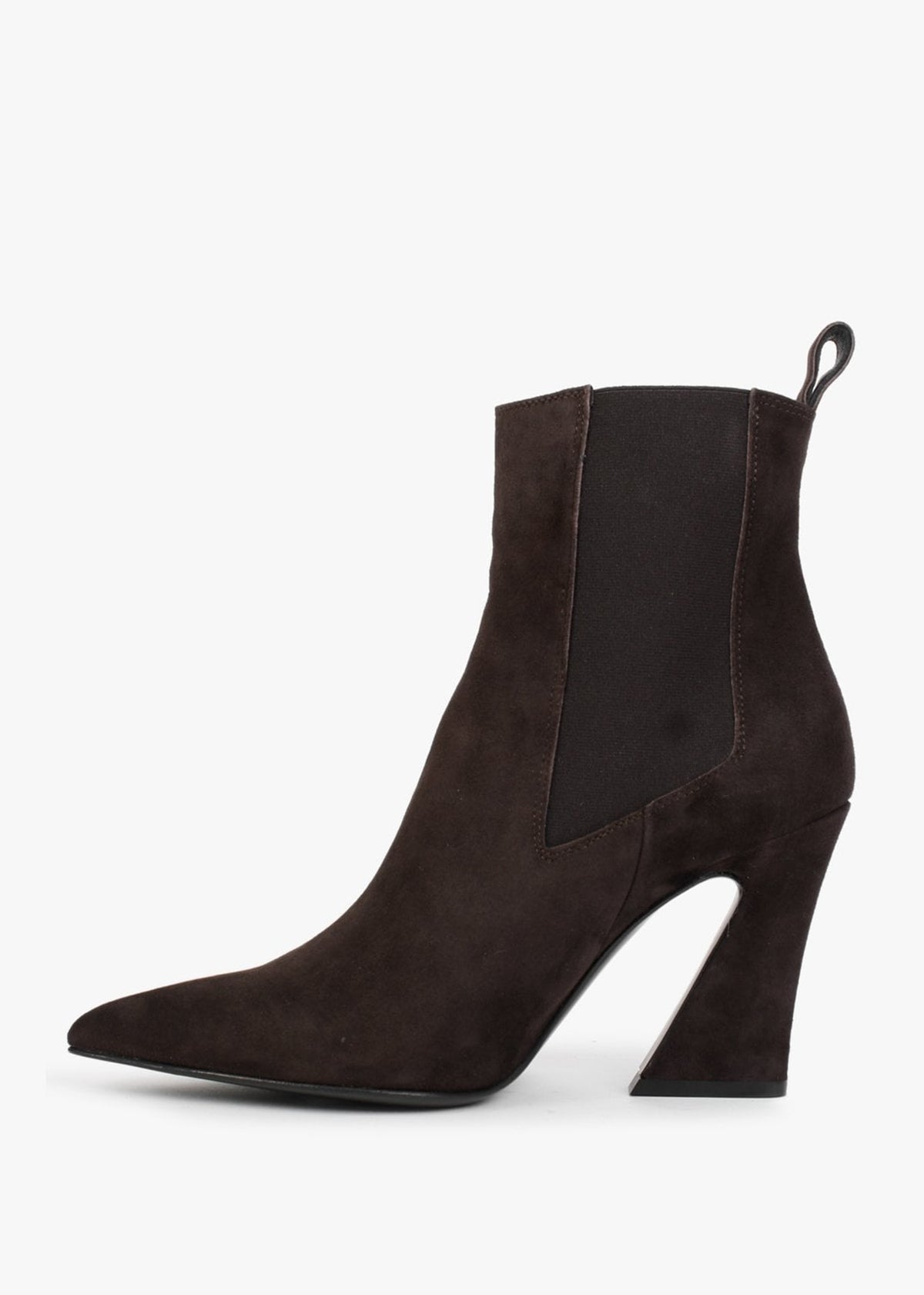 Nelsea Brown Suede Shaped Heel Ankle Boots