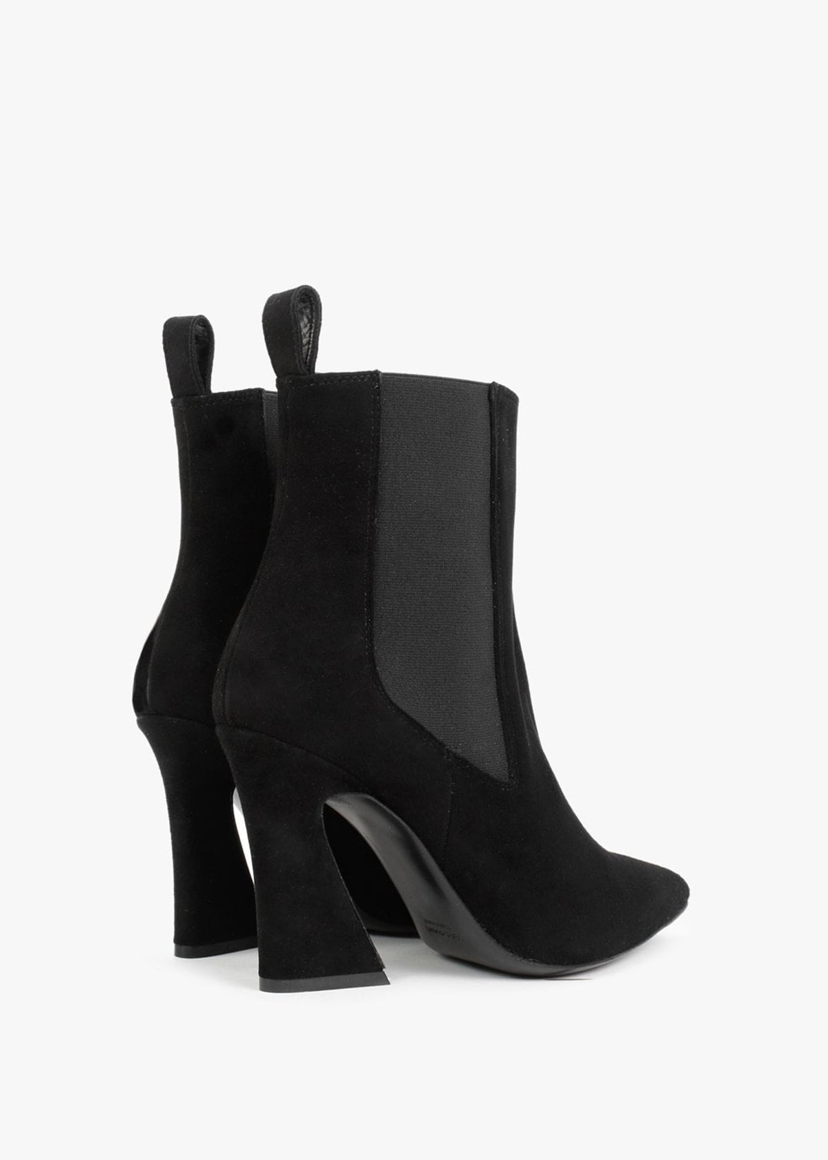 Nelsea Black Suede Shaped Heel Ankle Boots