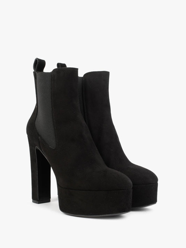 Noblock Black Suede Platform Ankle Boots