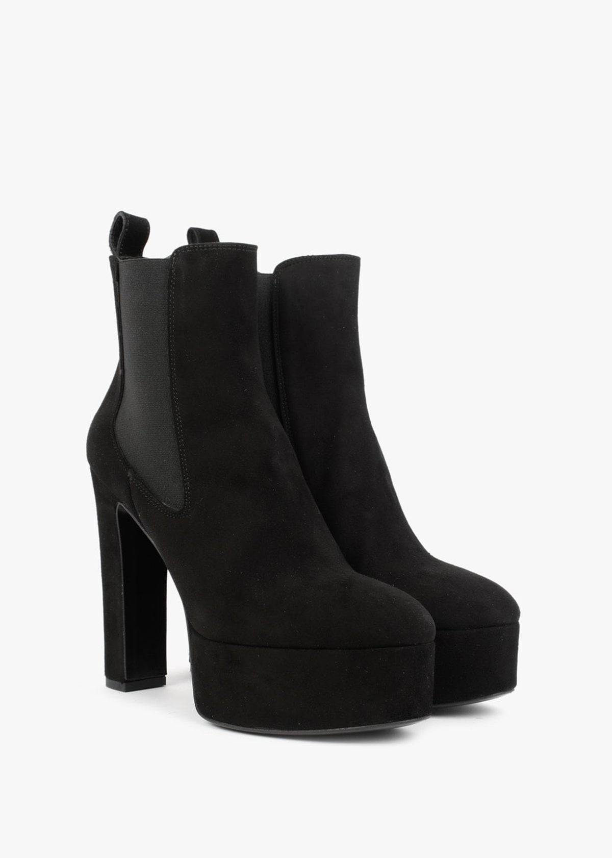 Noblock Black Suede Platform Ankle Boots