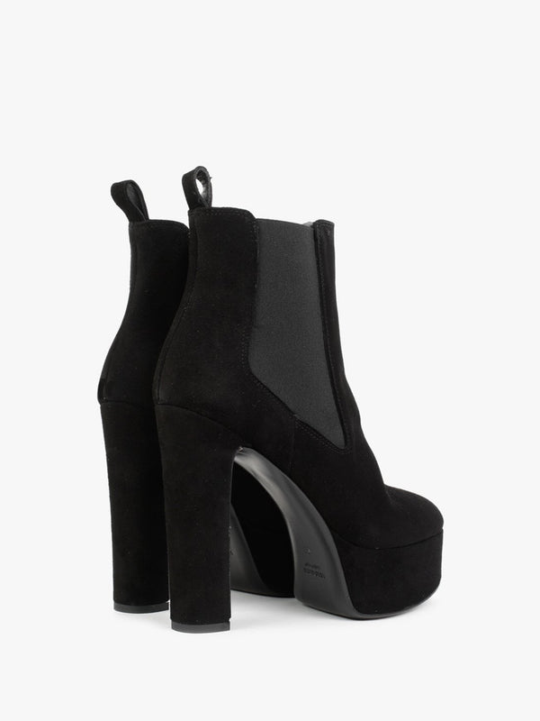 Noblock Black Suede Platform Ankle Boots